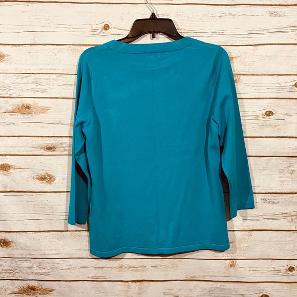 August Silk Women's Long Sleeve Crew Neck Blue Pullover Top Size L - Picture 2 of 4